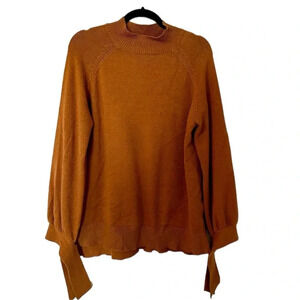 Eloquii Women’s Brown Ribbed Long Sleeve Tie Cuffs Turtleneck Size 14/16 GUC